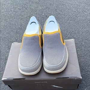 Kids Grey Slip-On Casual Shoes with Yellow Trim